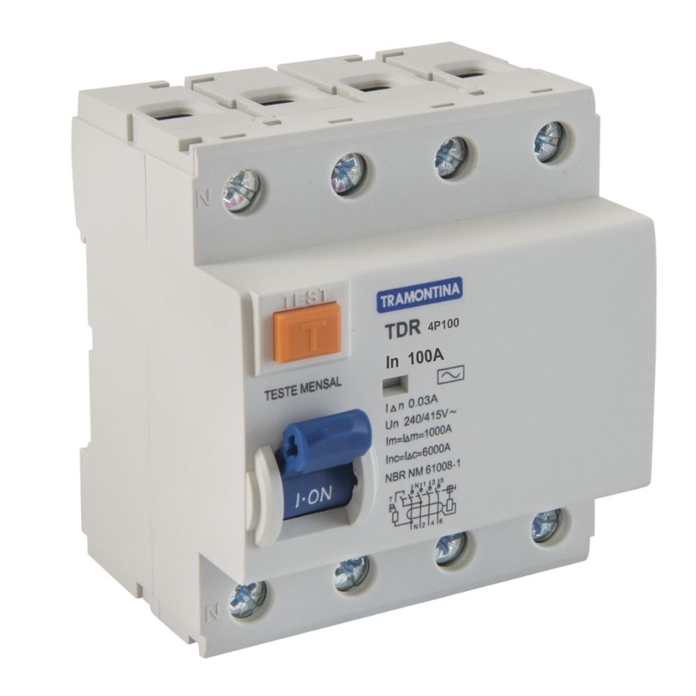 Disjuntor TDR-100 4P 100A 30mA 6kA 58014079 Tramontina 1