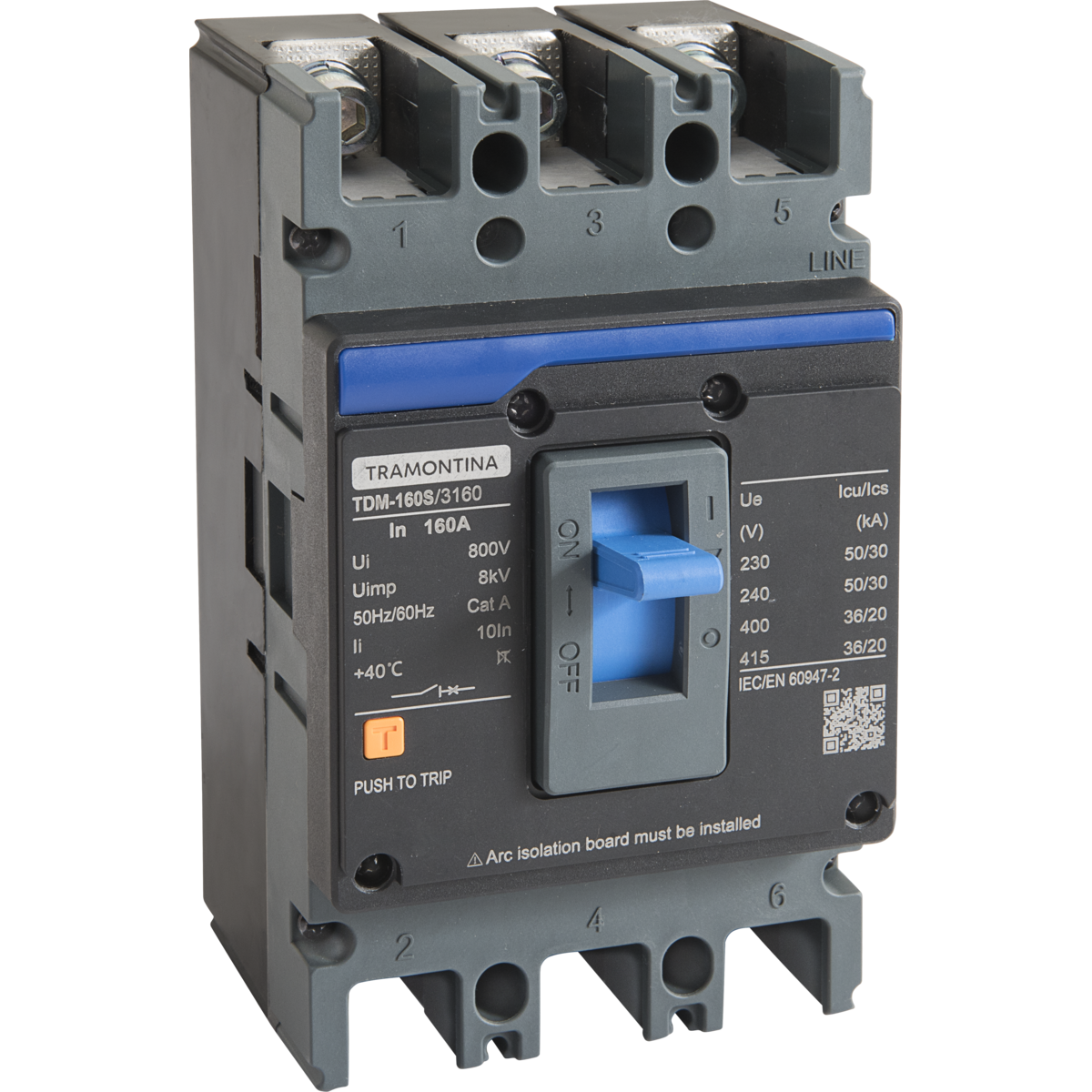 Disjuntor Tripolar 160A Caixa Moldada TDM-160S 3160 3P 50kA 58014214 Tramontina