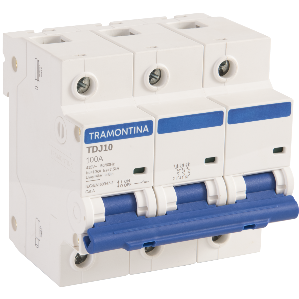 Disjuntor Tripolar 100A Din TDJ10-3C100 Curva C 10Ka 58013145 Tramontina