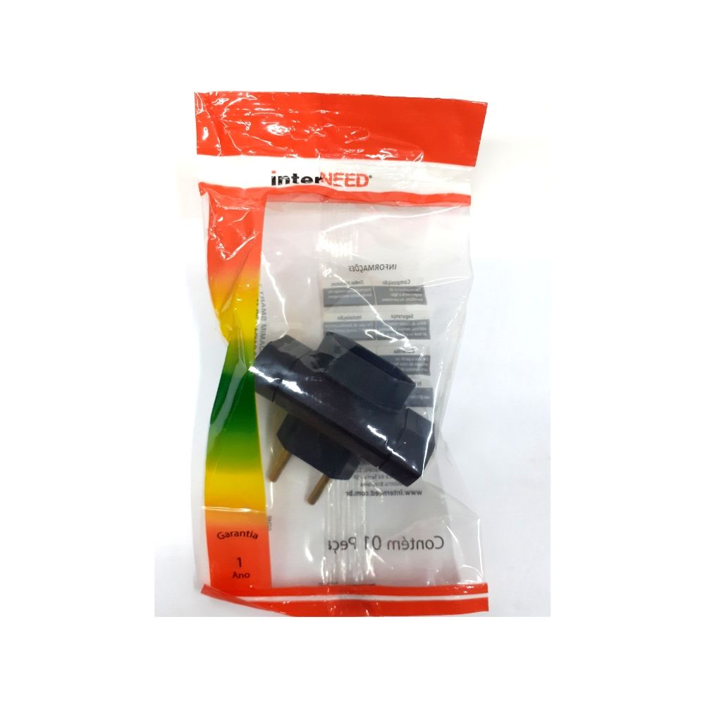 Plug T 3 Saidas 2P Preto 10A Pb 57451 Interneed 1