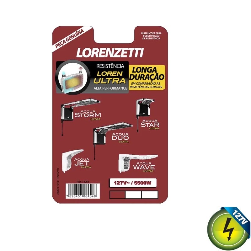 Resistencia Ducha Linha Acqua Ultra 5500W 127V Lorenzetti 1