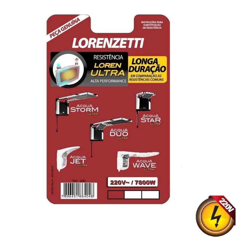 Resistencia Ducha Linha Acqua Ultra 220V 6800W 3065A 7589119 Lorenzetti 1