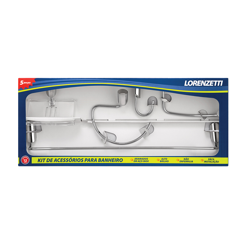 Kit Acessórios Banheiro 5 Peças Cromado LorenJoy 2000 C32 7041255 Lorenzetti 1
