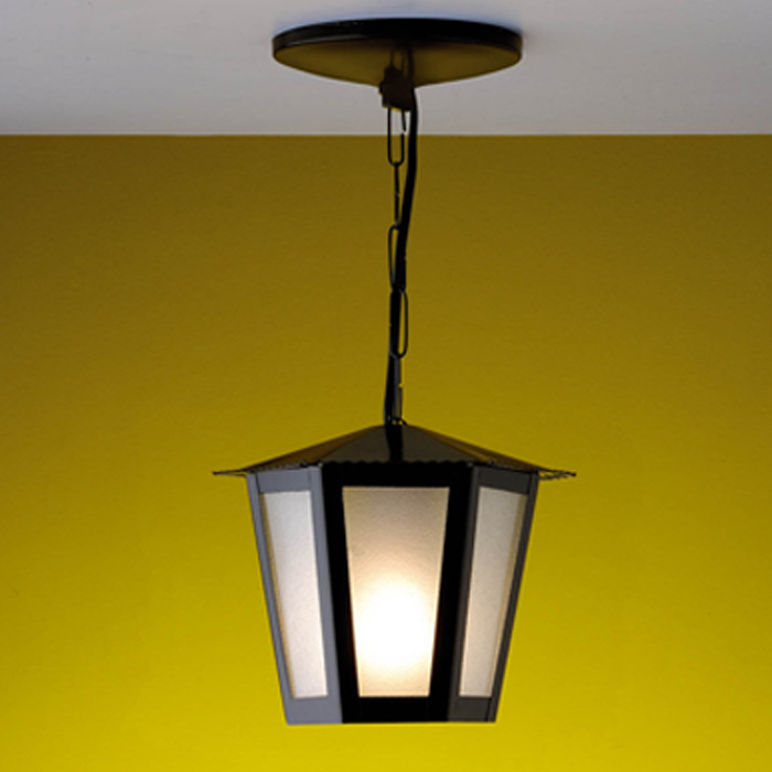 Pendente Colonial Sextavada Pequena 1 Lampada Pt L1C Ideal 1