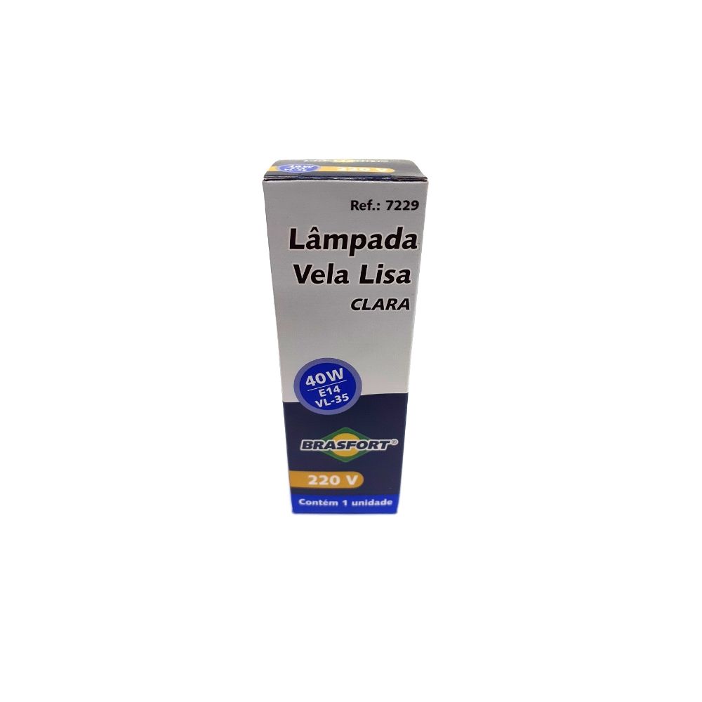 Lampada Incandescente Vela Transp. 40W 220V E-14 Brasfort 1