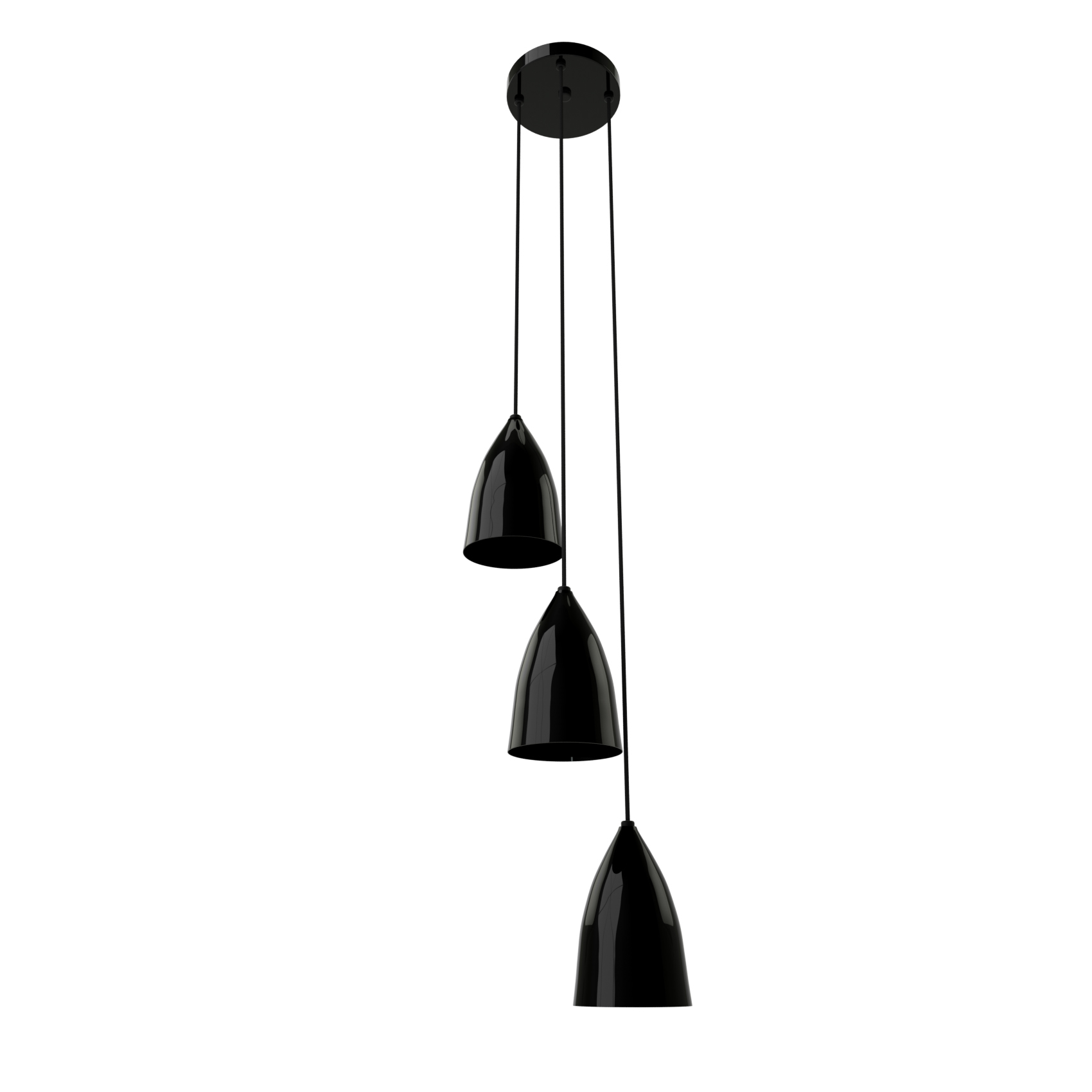 Pendente Luce 3X E-27 Preto Brilho - Preto Or055 1