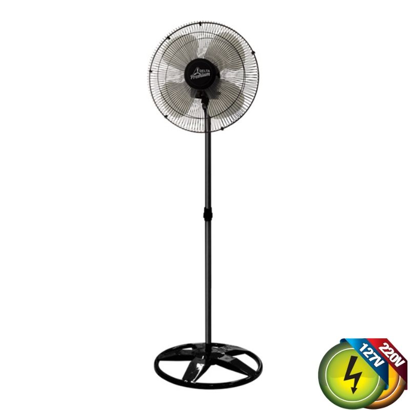 Ventilador de Coluna 50cm Oscilante com Grade Metálica Ventura PRETO Bivolt (150 Watts) 78-5412 Ventidelta 1