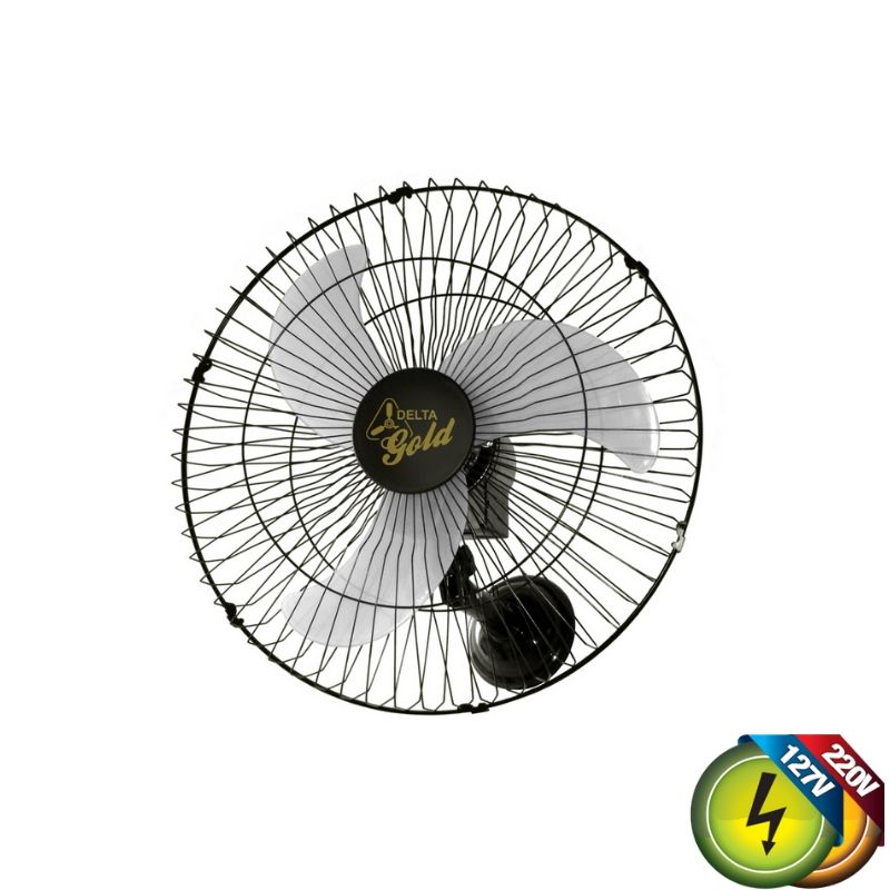 Ventilador De Parede Osc. 60Cm Gold Preto Biv Met Ventidelta 1