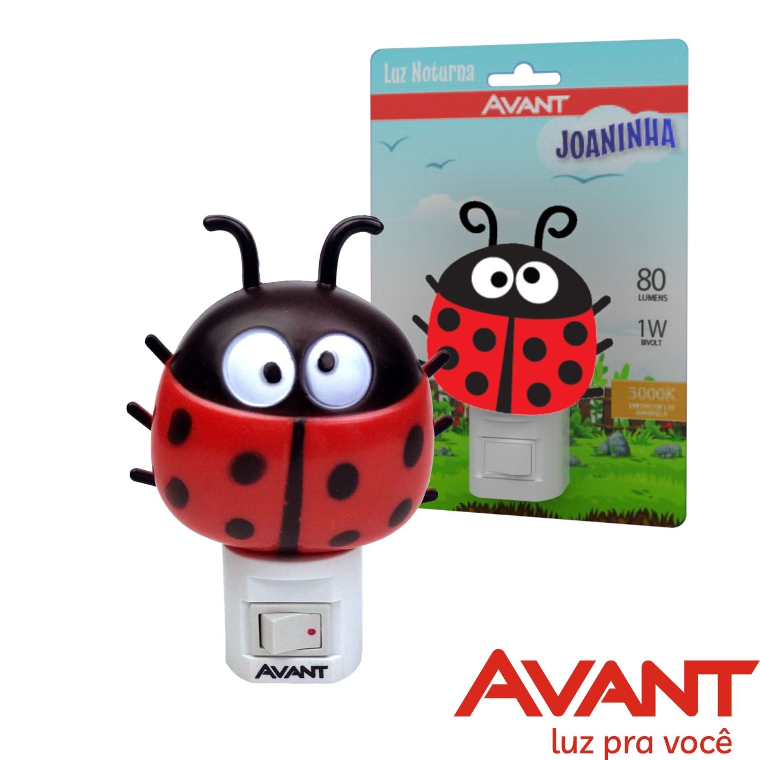 Luminaria Luz Noturna Joaninha Led 1W 3000K Bivolt Avant 1