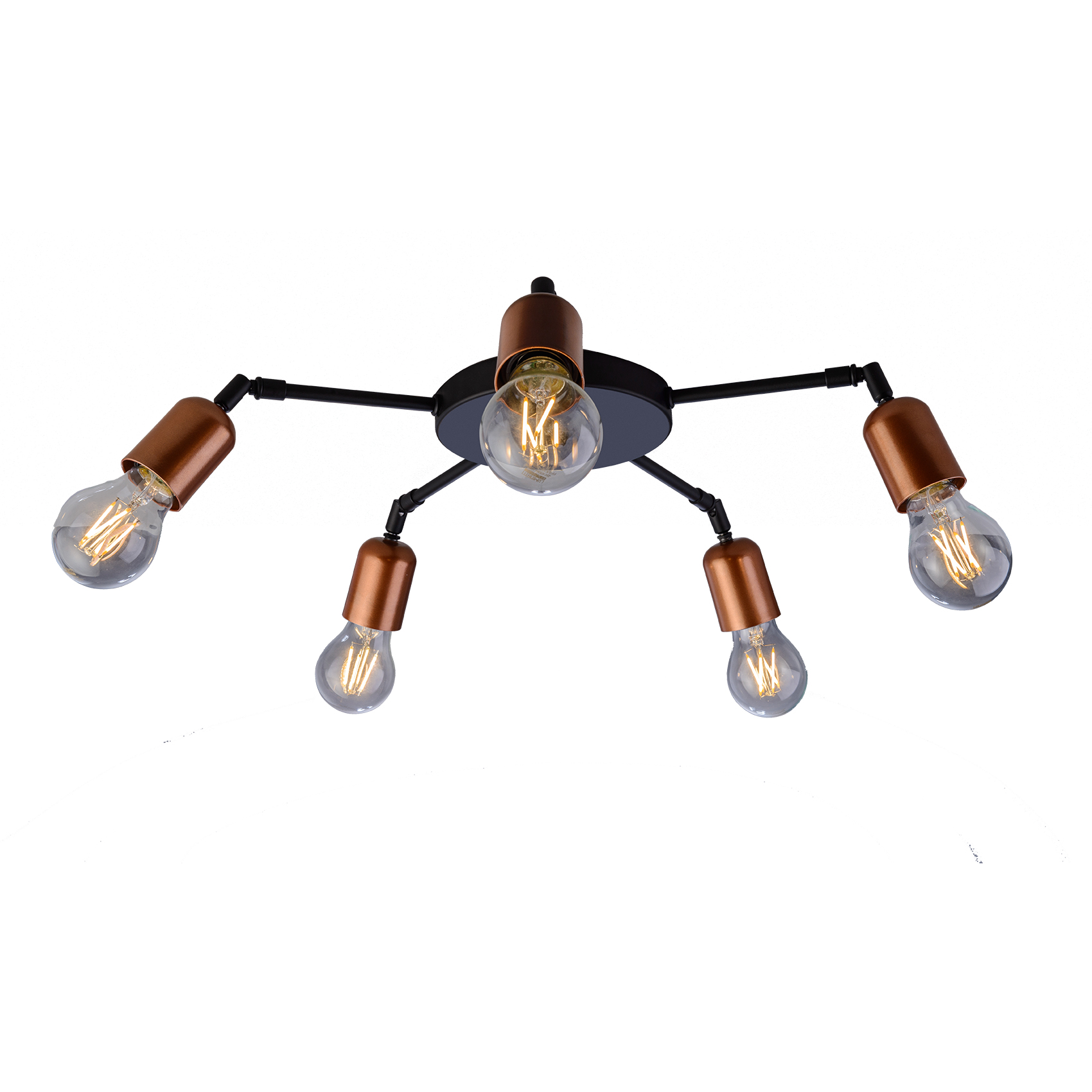 Plafon Edison 5XE-27 Preto Fosco - Bronze Or315 Orluce 1