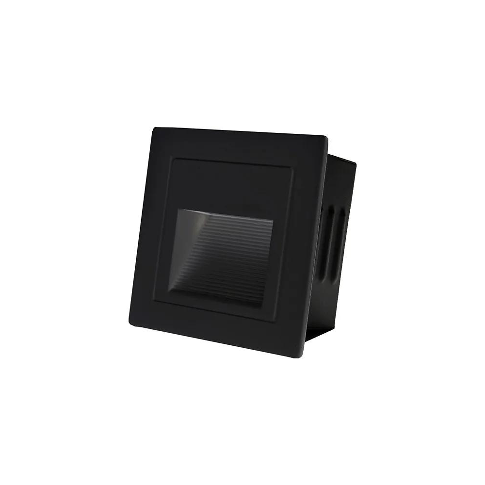 Balizador Embutido Parede Preto 84x84 Led 3W 3000K (Branco Quente) Bivolt LM1216 Luminatti 1