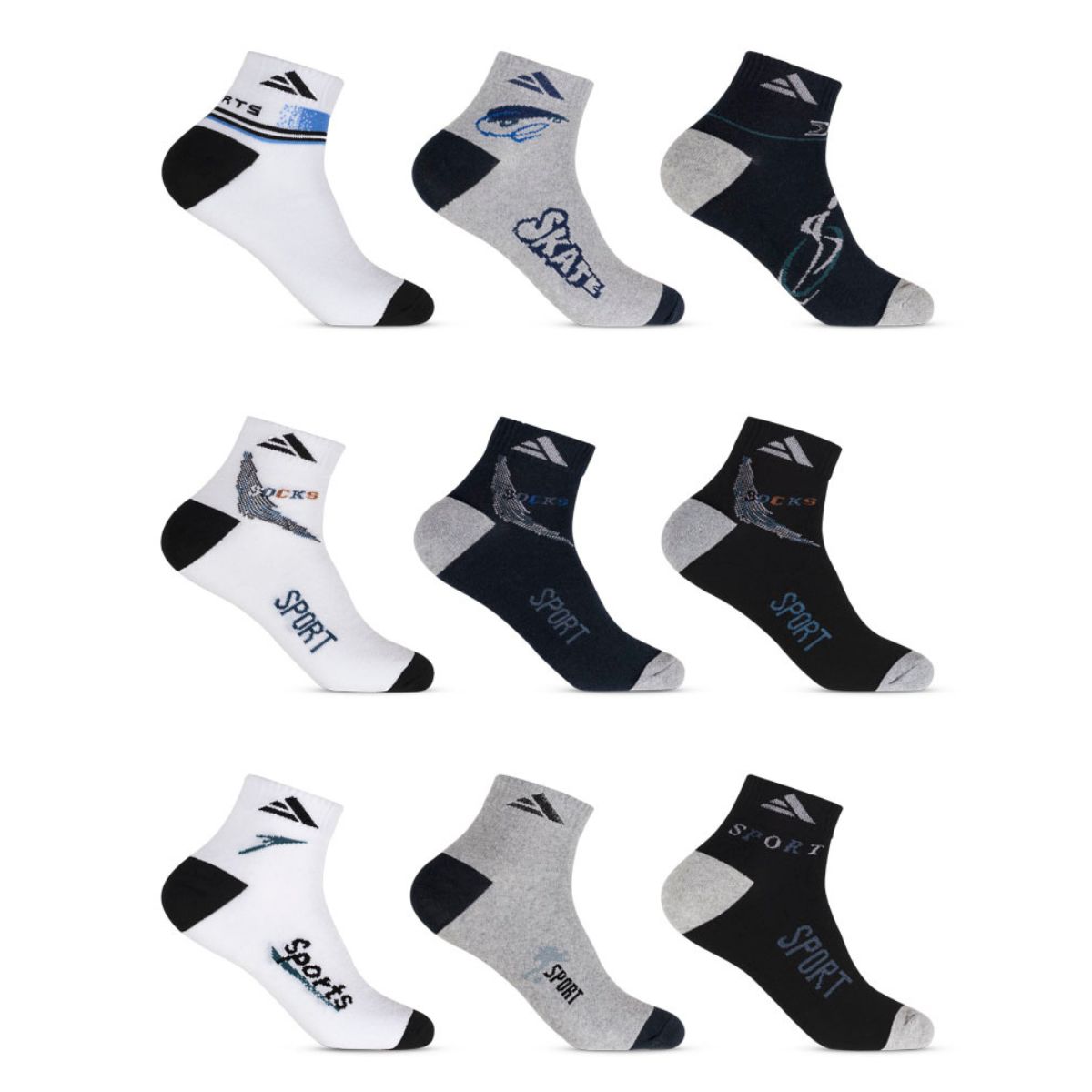 Kit 3 Pares de Meias 39/43 Basic Cano Curto Sortidas (004ALMC21604) Altomax 1