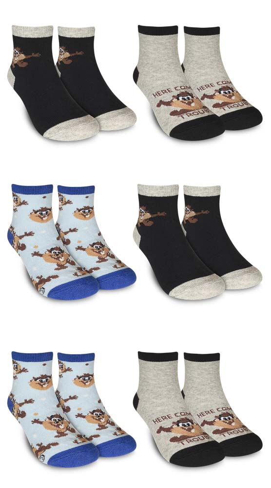 Kit 2 Pares de Meias 23/27 Kids Cano Curto Taz Mania Sortidos (004LNKC22767) Hoahi 1