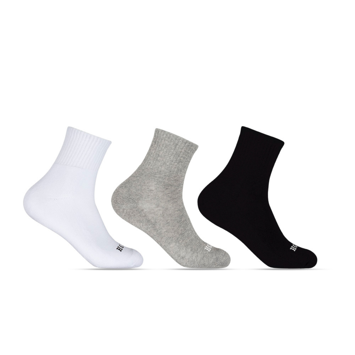 Kit 3 Pares de Meias 39/43 Cano Longo Atoalhada Branca/Cinza/Preta (004HOML19098) Hoahi 1