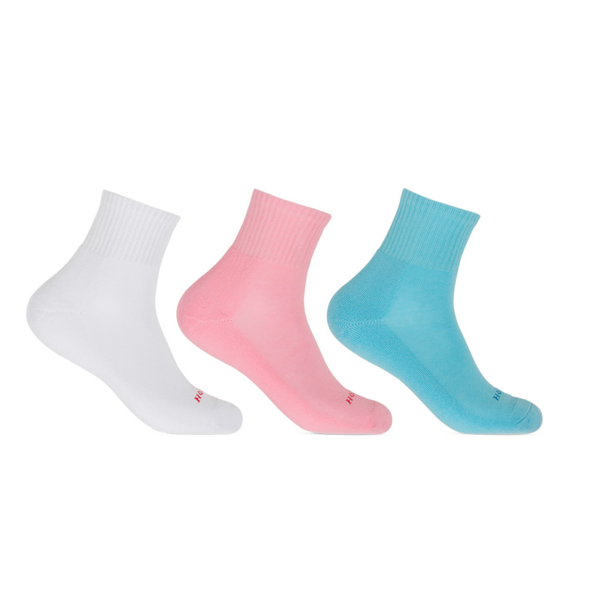 Kit 3 Pares de Meias 33/38 Cano Longo Atoalhada Branca/Rosa/Azul (004HOWL19135) Hoahi 1