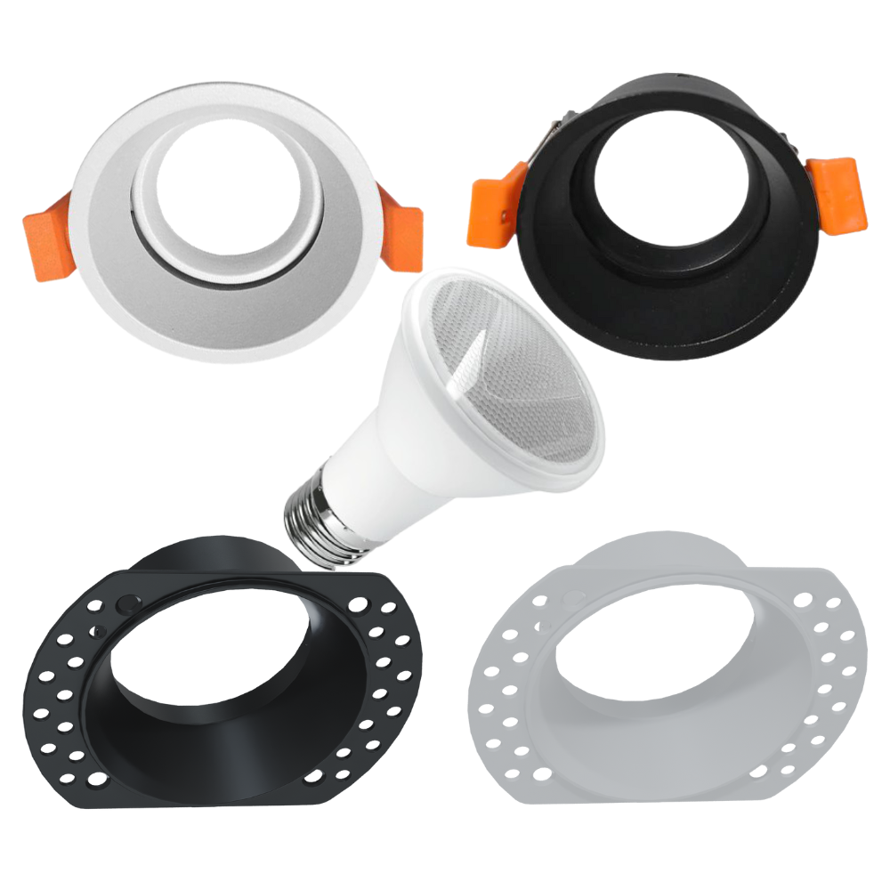 Kit Spot Embutir Hub Recuado Redondo + Lâmpada Led PAR20 6W Luminatti 1