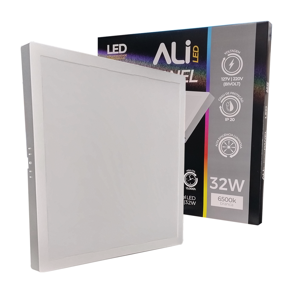 Plafon Led Sobrepor Quadrado 32W 6500K (Branco Frio) 2240L Bivolt Termo EcoPanel ALI-1PF007 ALI 1