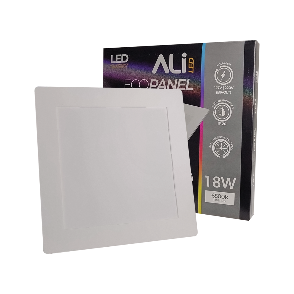 Plafon Led Embutir Quadrado 18W 6500K (Branco Frio) 1260L Bivolt Termo EcoPanel ALI-1PF003 ALI 1
