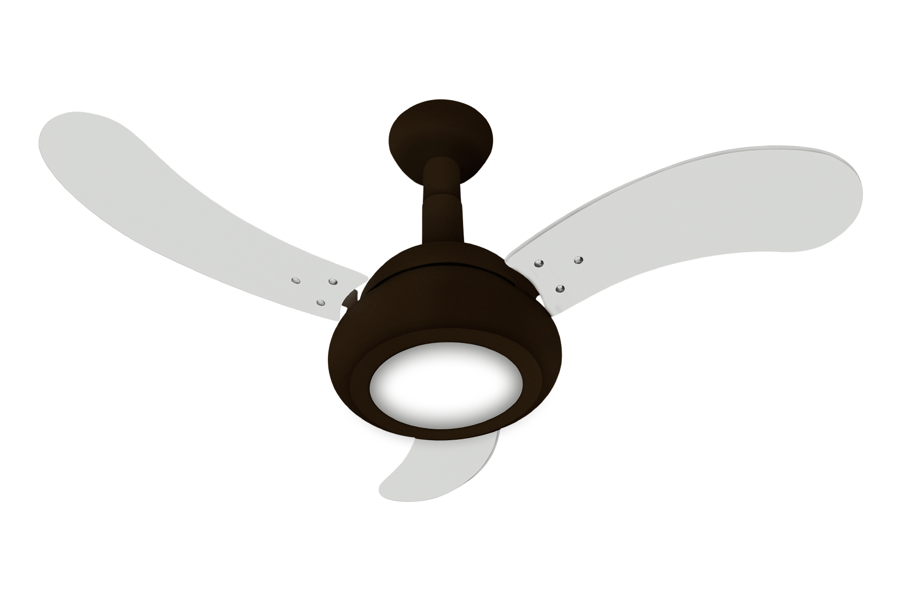 Ventilador De Teto Led One Led Marrom 3 Pás Laqueadas Brancas Led 18W 6000K 130W 220V C3V 02-3208 Ventidelta 1