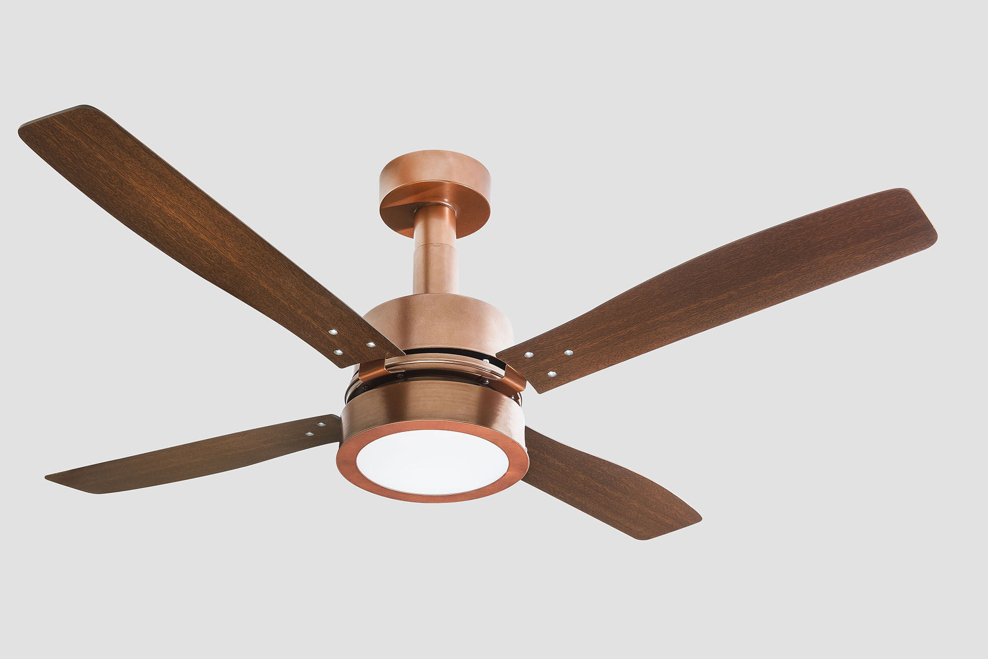 Ventilador De Teto Decorative Vintage Led COBRE 4 Pás cor TABACO Led 18W 3000K 130W 220V C3V 25-4221 Ventidelta 1