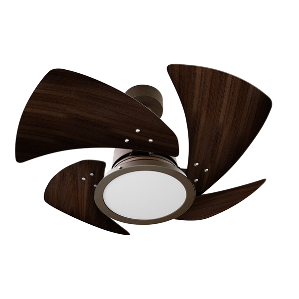Ventilador De Teto Tornado Led MARROM 4 Pás MDF TABACO Led 24W 3000K 130W 127V C3V 61-4131 Ventidelta 1