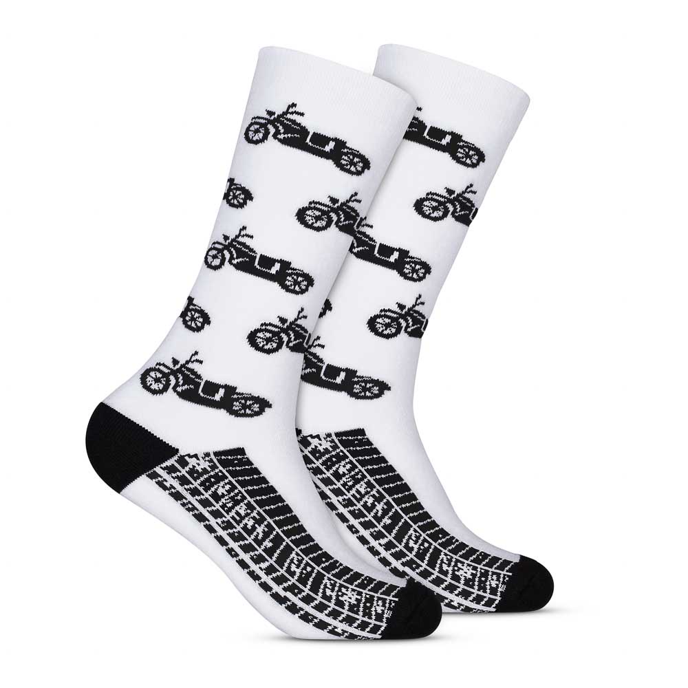 Par de Meia 39/43 Style Cano Longo Branco-Moto (004HOML21480) Hoahi 1